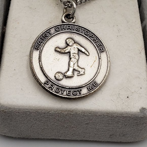 Sterling Silver St. Christopher Soccer Medallion - Picture 2 of 5